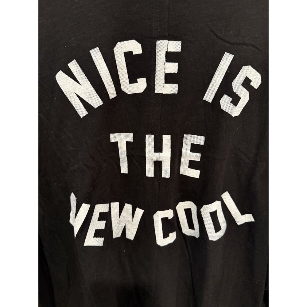 Bucket List Cropped Black Nice Is The New Cool Top Sz L Boxy Oversized Relaxed - Picture 3 of 10